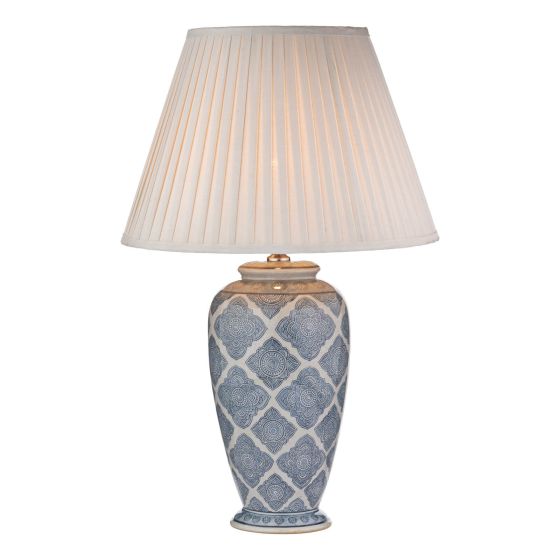 där lighting Ely Table Lamp Blue/White With Shade