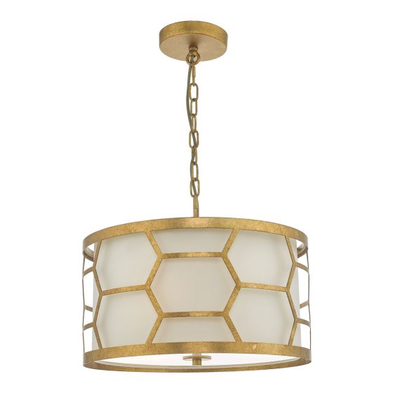 där lighting EPSTEIN 3LT PENDANT GOLD IVORY