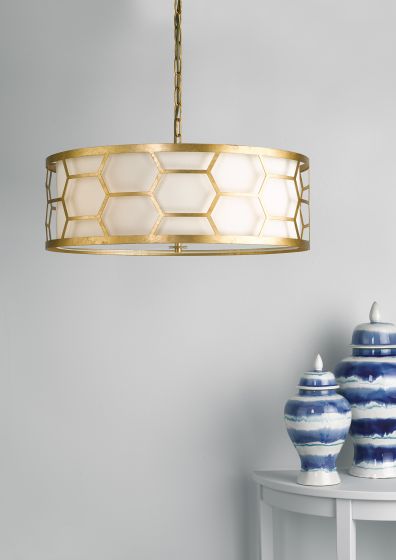 Där Lighting EPSTEIN 4LT PENDANT GOLD IVORY