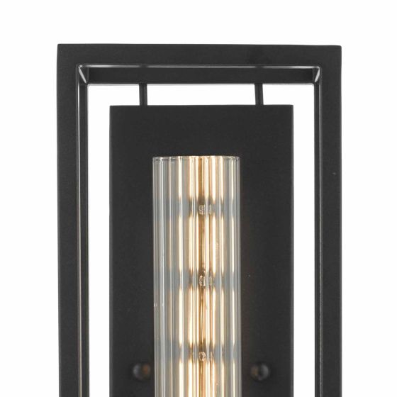 Där Lighting Felipe Wall Light Black & Ribbed Glass