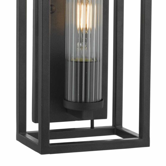 där lighting Felipe Wall Light Black & Ribbed Glass