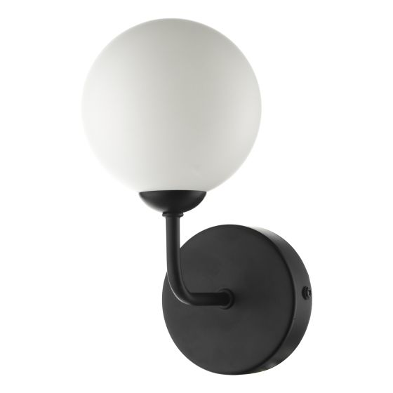 Där Lighting Feya Wall Light Matt Black Opal Glass