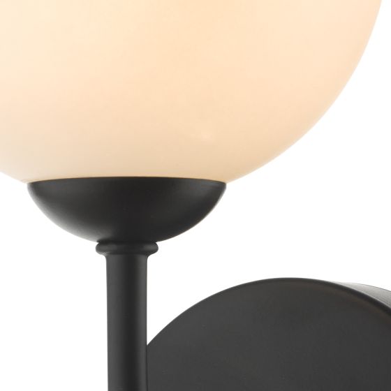 Där Lighting Feya Wall Light Matt Black Opal Glass