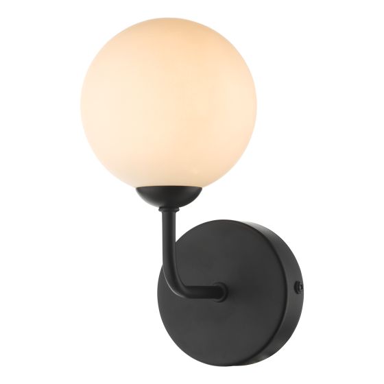 där lighting Feya Wall Light Matt Black Opal Glass