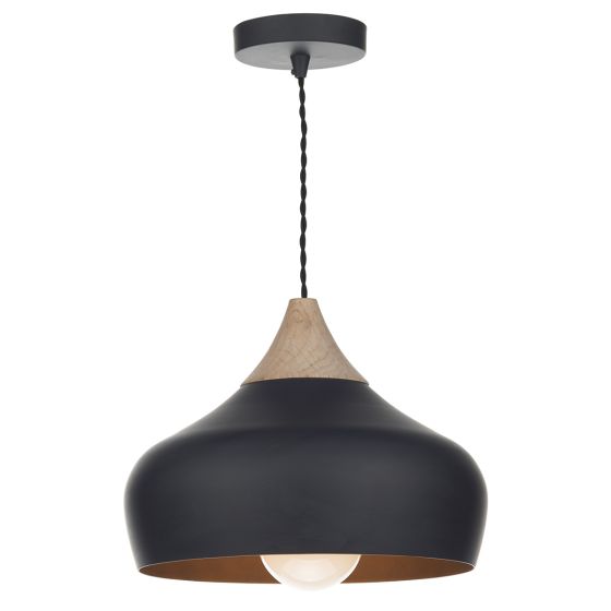 Där Lighting Gaucho 1 Light Pendant Black