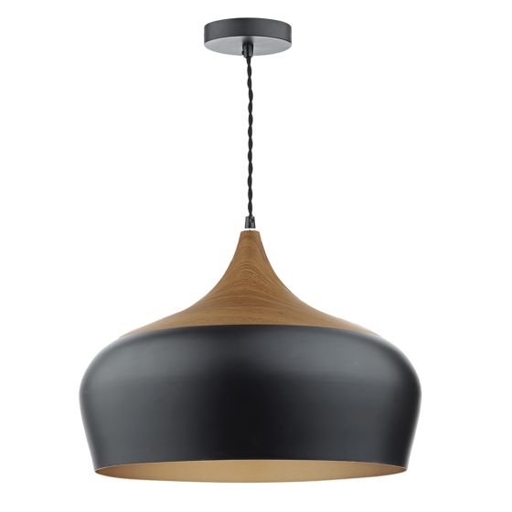Där Lighting Gaucho 1 Light Pendant Black Large