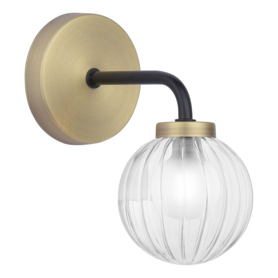 Där Lighting Gibbs Wall Light Antique Brass & Glass