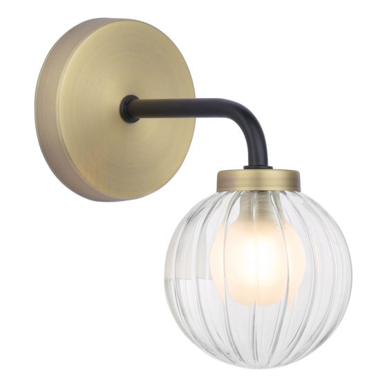 där lighting Gibbs Wall Light Antique Brass & Glass