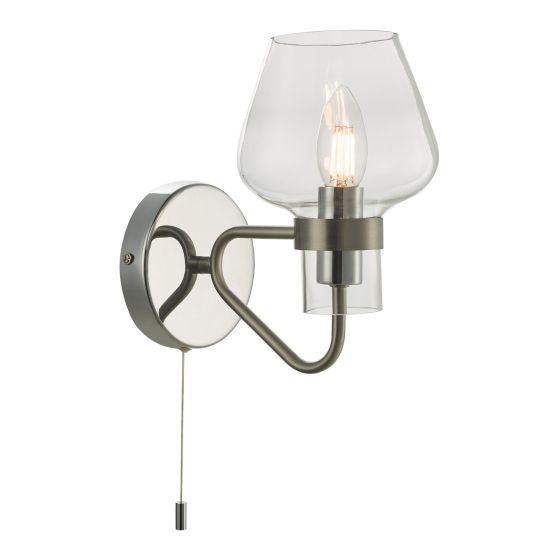 där lighting Keta Wall Light Satin Chrome Glass