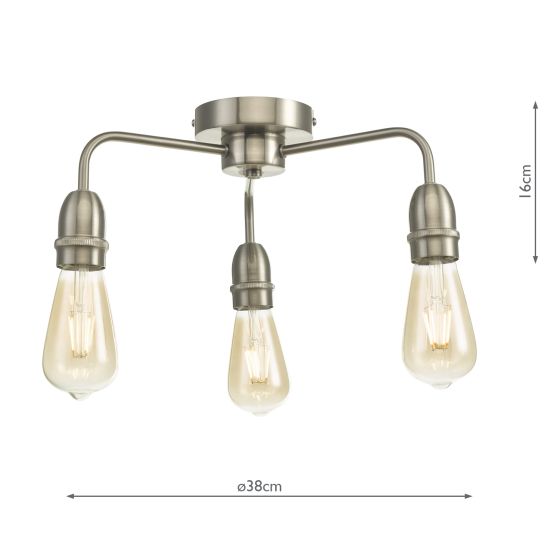 Där Lighting Kiefer 3 Light Flush Satin Chrome