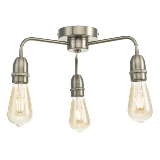 där lighting Kiefer 3 Light Flush Satin Chrome