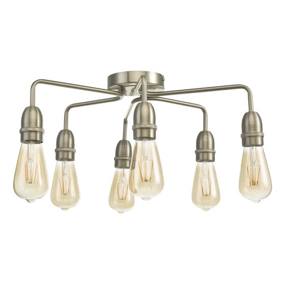 Där Lighting Kiefer 6 Light Flush Satin Chrome