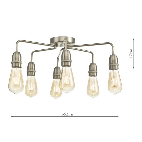 Där Lighting Kiefer 6 Light Flush Satin Chrome