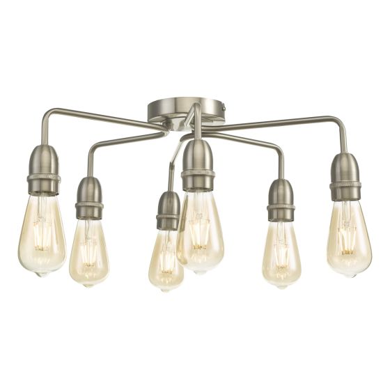 där lighting Kiefer 6 Light Flush Satin Chrome