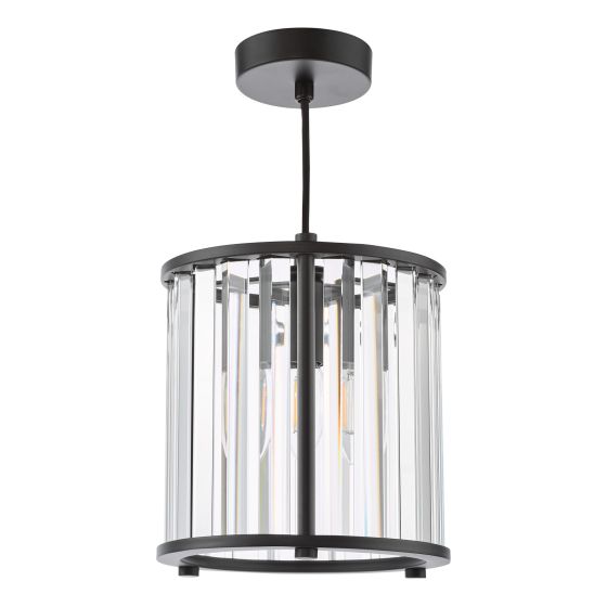 Där Lighting Kiran Pendant Satin Black And Crystal