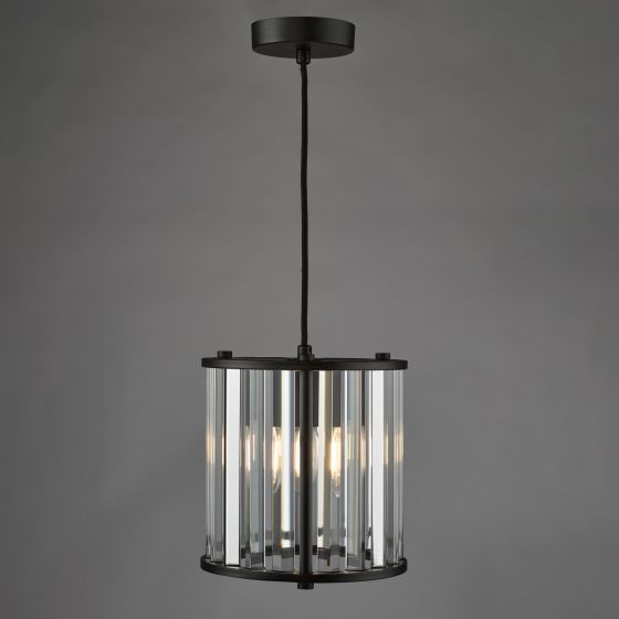 Där Lighting Kiran Pendant Satin Black And Crystal