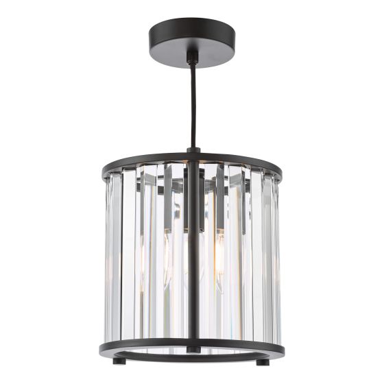 där lighting Kiran Pendant Satin Black and Crystal