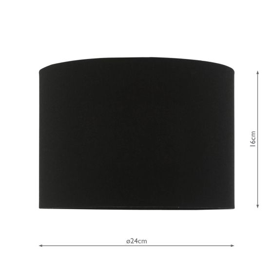 Där Lighting Max Black Cotton Drum Shade 24cm