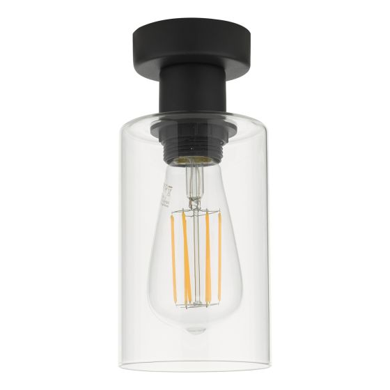 Där Lighting Miu 1 Light Flush Matt Black Glass