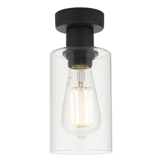 där lighting Miu 1 Light Flush Matt Black Glass