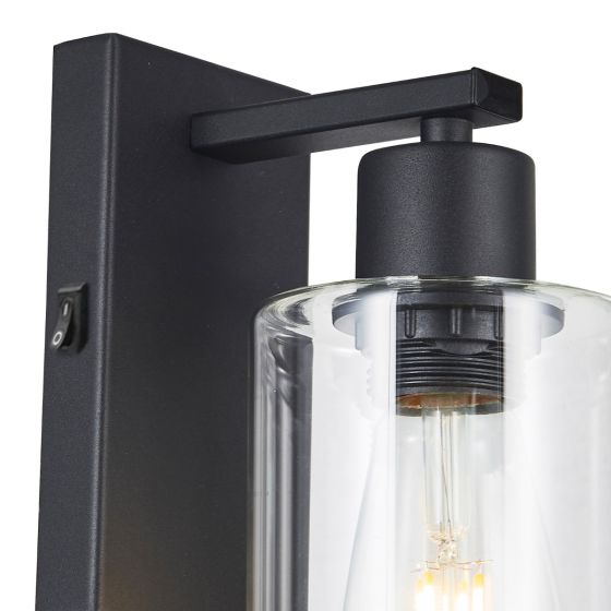 Där Lighting Miu Wall Light Matt Black Glass