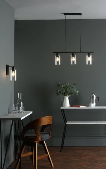 Där Lighting Miu Wall Light Matt Black Glass