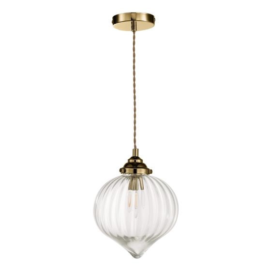 Där Lighting Mya Pendant Antique Brass Glass