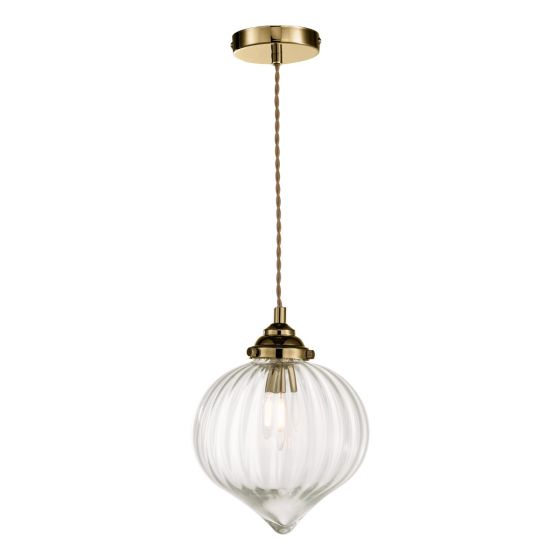 där lighting Mya Pendant Antique Brass Glass
