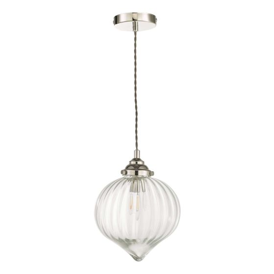 Där Lighting Mya Pendant Polished Nickel Glass