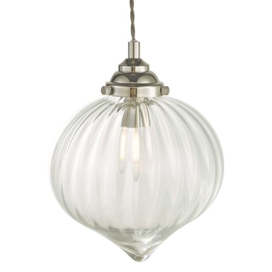 Där Lighting Mya Pendant Polished Nickel Glass