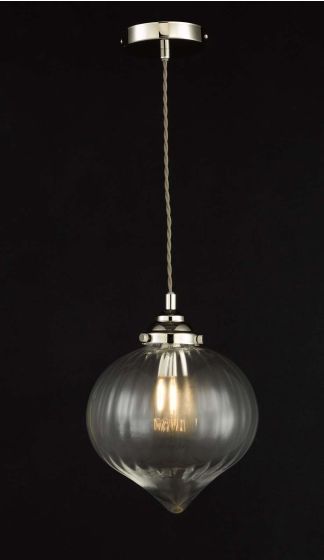 Där Lighting Mya Pendant Polished Nickel Glass