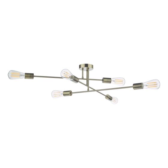Där Lighting Neve 6 Light Flush Antique Brass