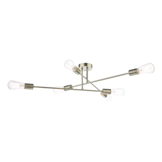 Där Lighting Neve 6 Light Flush Antique Brass
