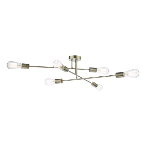 där lighting Neve 6 Light Flush Antique Brass