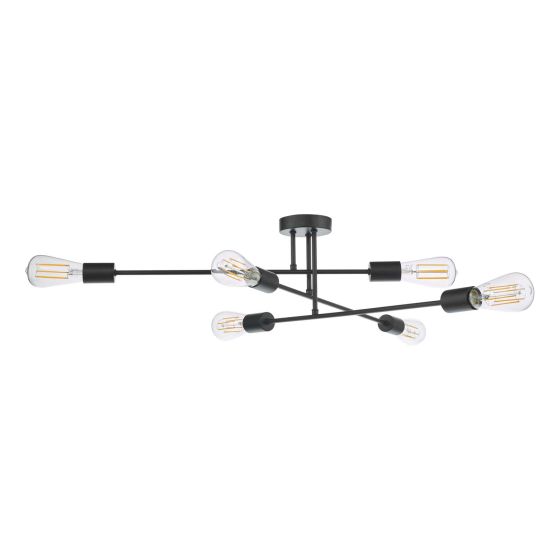 Där Lighting Neve 6 Light Flush Matt Black