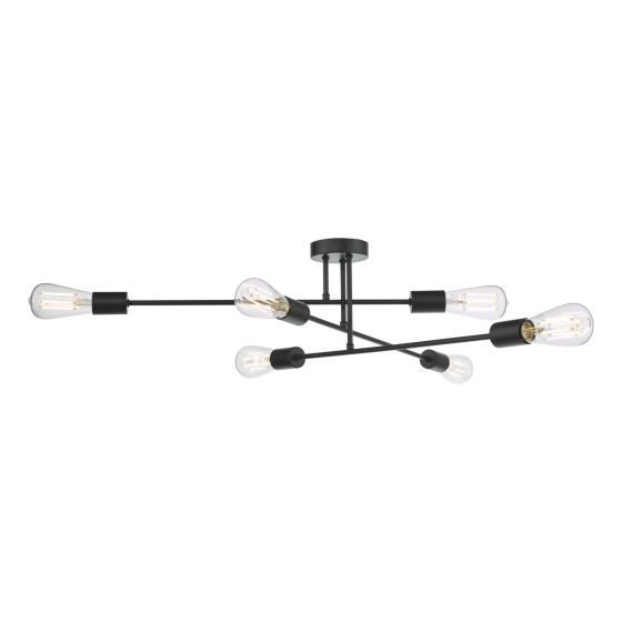 där lighting Neve 6 Light Flush Matt Black
