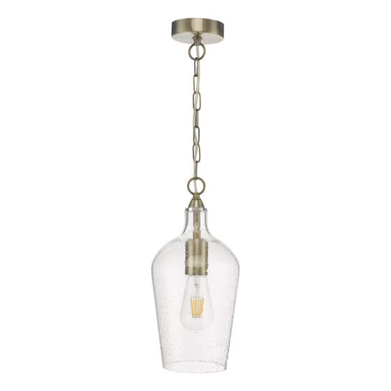 Där Lighting Nida Pendant Antique Brass Glass