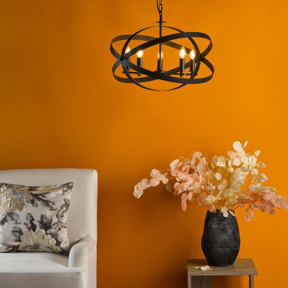 Där Lighting Nitya 5 Light Pendant Matt Black