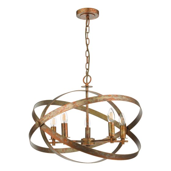Där Lighting Nitya 5 Light Pendant Mottled Copper