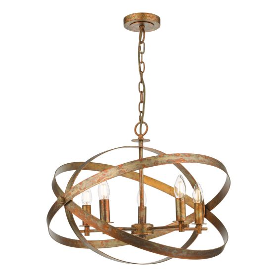 där lighting Nitya 5 Light Pendant Mottled Copper