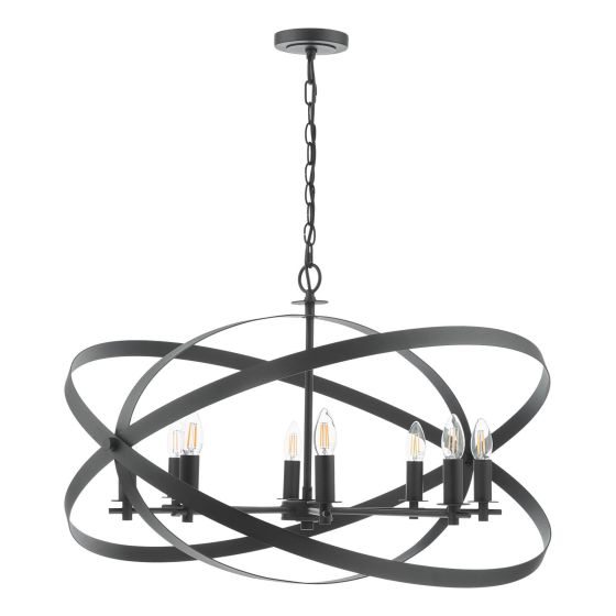 Där Lighting Nitya 8 Light Pendant Matt Black