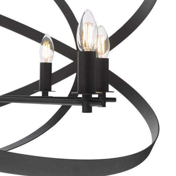 Där Lighting Nitya 8 Light Pendant Matt Black