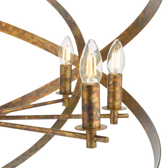 Där Lighting Nitya 8 Light Pendant Mottled Copper