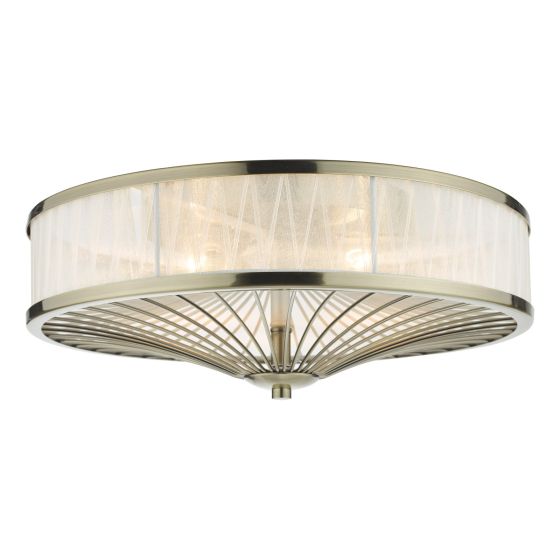 Där Lighting Oslo 3 Light Flush Antique Brass