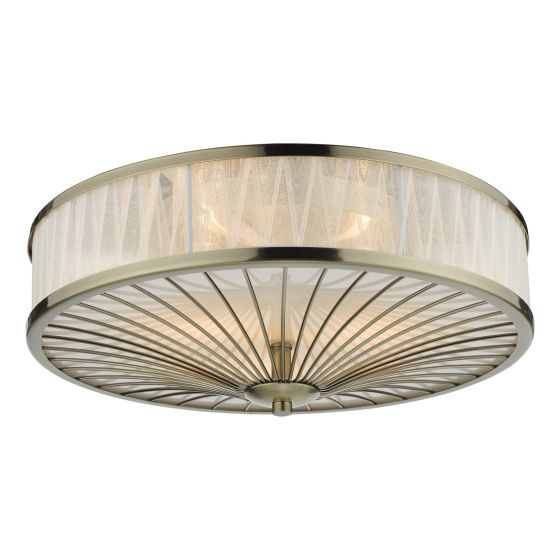 där lighting Oslo 3 Light Flush Antique Brass