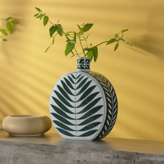 Där Lighting Ozanka Ceramic Green & White Vase