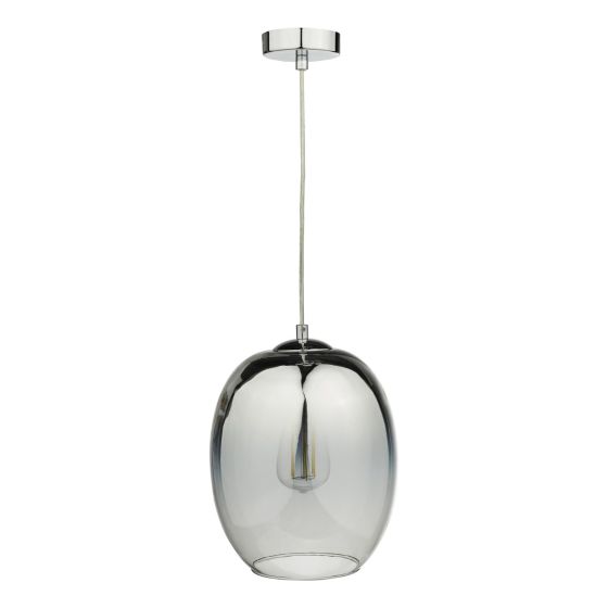 Där Lighting Patrice 1 Light Pendant Silver Glass