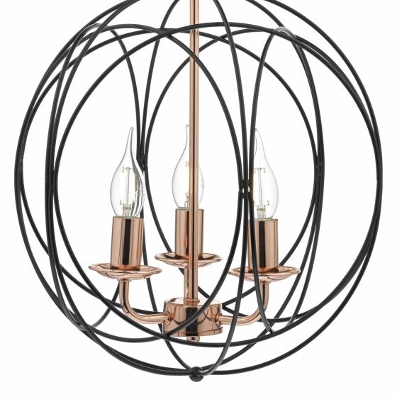 Där Lighting Phoenix 3 Light Pendant Black & Copper