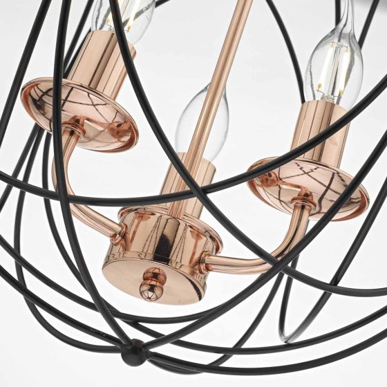 Där Lighting Phoenix 3 Light Pendant Black & Copper
