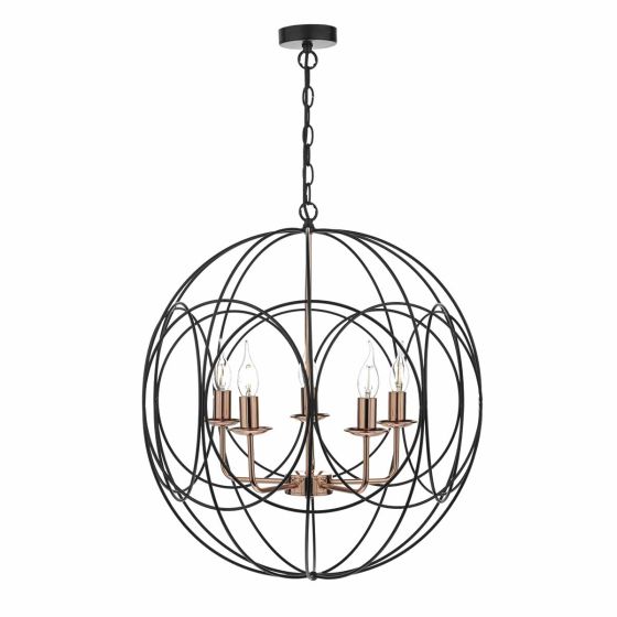 Där Lighting Phoenix 5lt Pendant Black & Copper